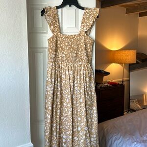 Yellow floral midi nap dress